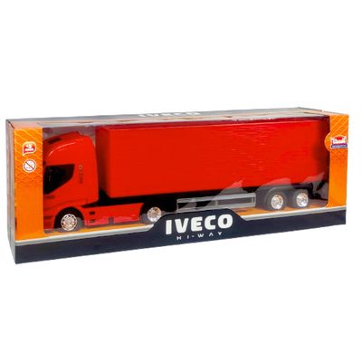 Caminhão De Brinquedo Iveco Hi-Way Articulado Bau Abre e Fecha em