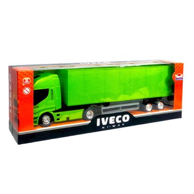 Caminhão De Brinquedo Iveco Hi-Way Articulado Bau Abre e Fecha em