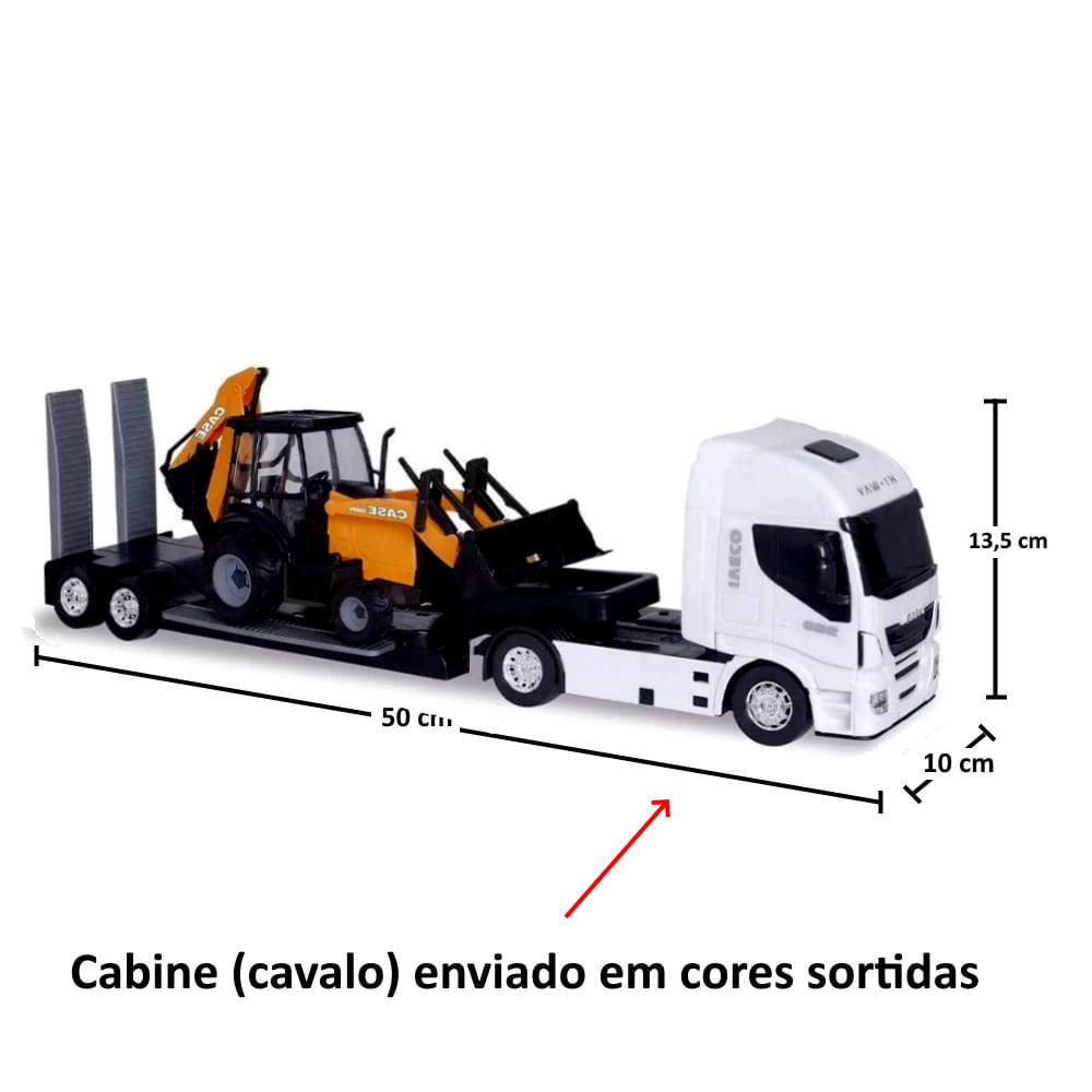 Carreta de Brinquedo Iveco com Trator Escavadeira Realistas Usual - Ri Happy