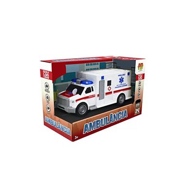 KIt Caminhão bombeiro e ambulância de brinquedo infantil carrinho à fricção  som e luzes Branco DM - Ri Happy