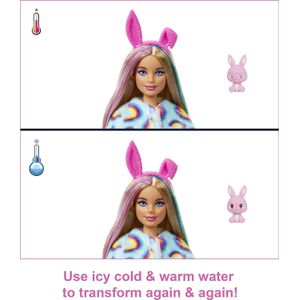 Barbie Cutie Revelação com Fantasia de Coelho e 10 Surpresas Incluindo 1  Mini Pet com Mudança de Cor - Ri Happy