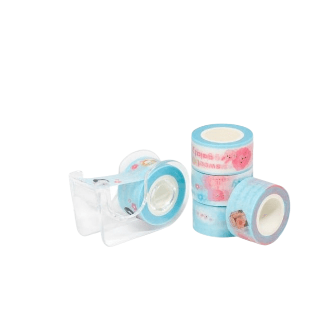 Fita Adesiva Washi Tape Com Mini Dispenser Azul Bebê Brw Ri Happy