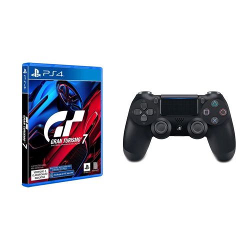 Kit PS4 - Controle DualShock Jet - Preto e Jogo Gran Turismo - 7 Edição Standard - Sony