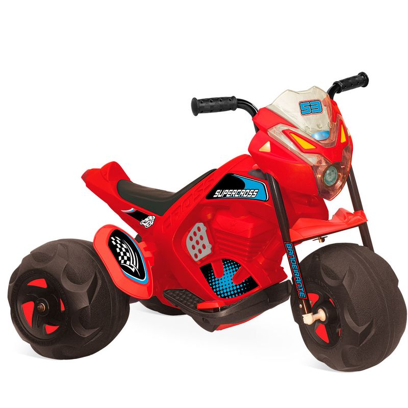 Triciclo-Eletrico---Supercross-Vermelha---6V---Bandeirante