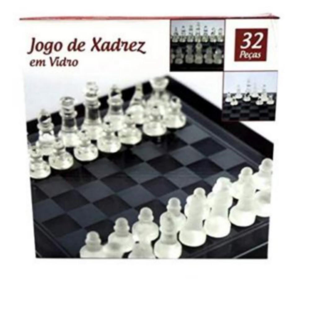 JOGO DE XADREZ COM TABULEIRO E PEÇAS DE VIDRO 20x20CM - IM42045