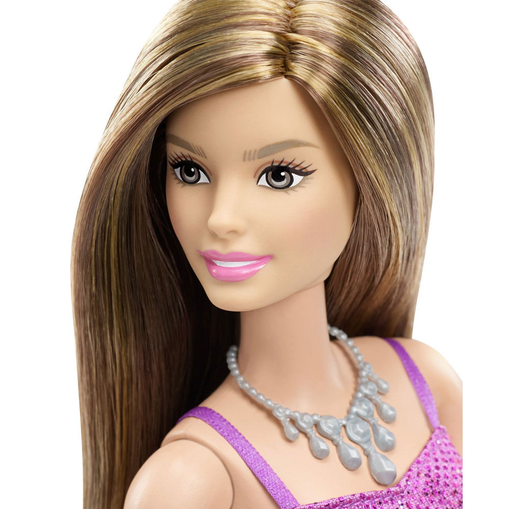 Boneca Barbie B sica Glitz Barbie Morena Vestido Roxo Mattel