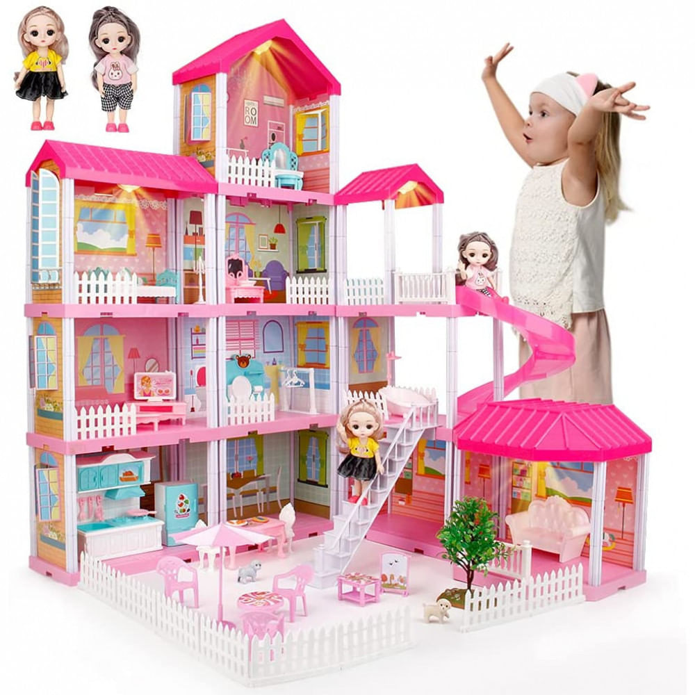 Barbie Casa de Bonecas com 75 Acessórios 3 Andares Piscina e Escorregador  para Crianças a partir de 3 anos - Ri Happy