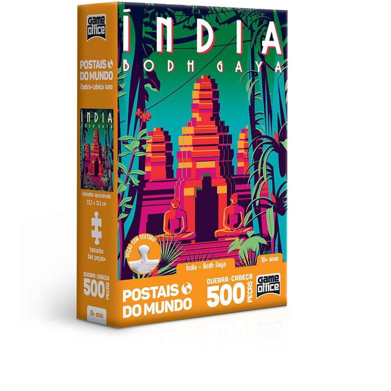 Quebra-Cabeca---500-Pecas---Game-Office---Postais-do-Mundo---India---Bodh-Gaya---Nano---Toyster-0