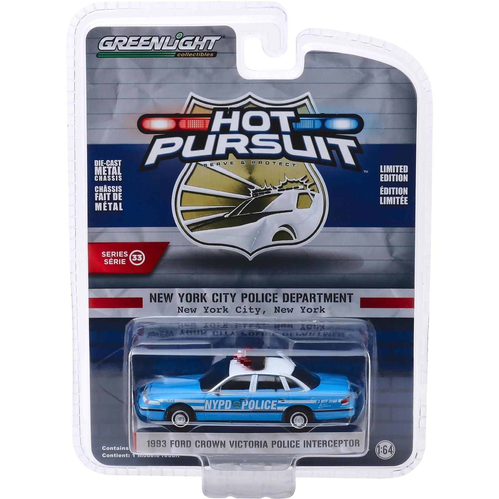 ミニカー Ford CROWN VICTORIA POLICE CAR Miniatura - 1:64 - 1993 Ford Crown Victoria Police Interceptor