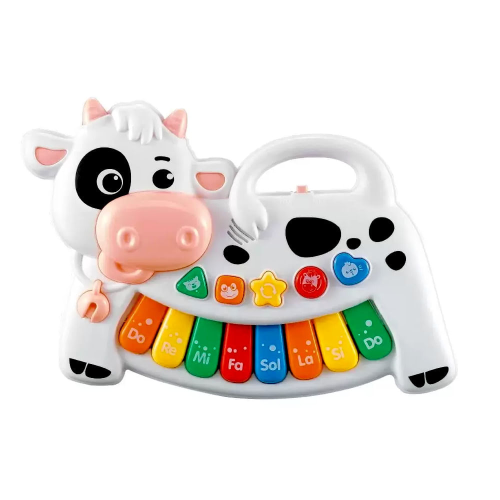Pianinho Vaquinha Bebê Brinquedo Infantil Educativo Musical Cor Sortido