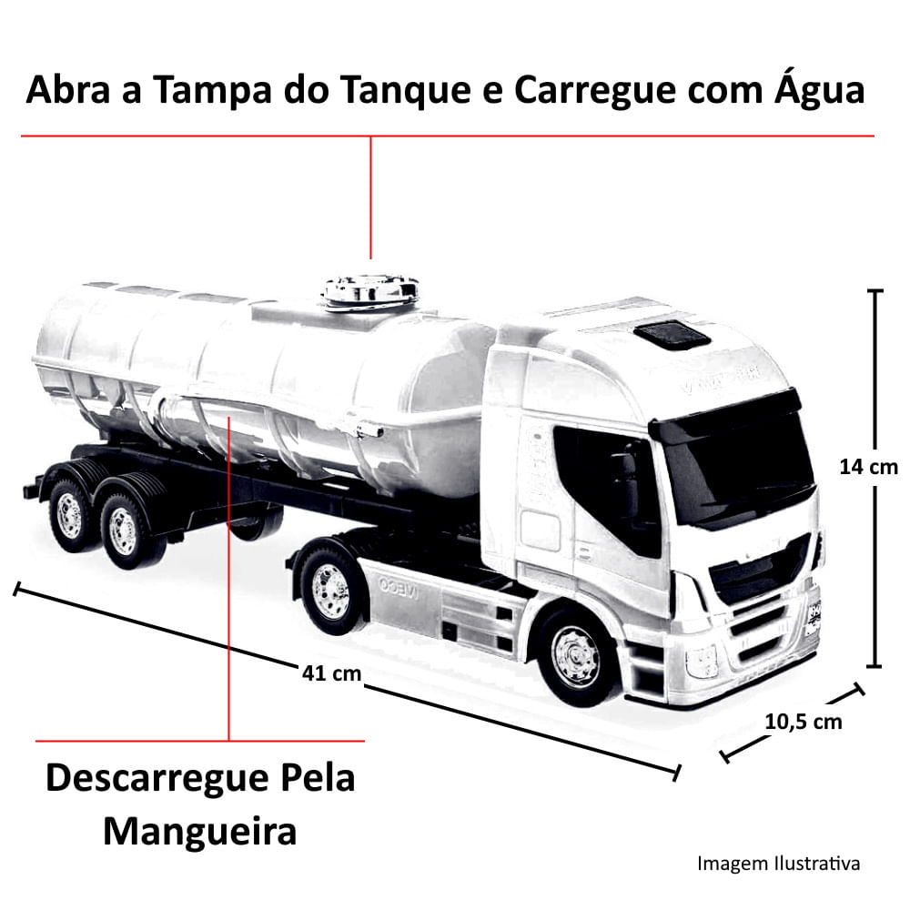 Caminhão de Brinquedo Realista Tanque de Água e Combustível com Mangueira  pode Encher