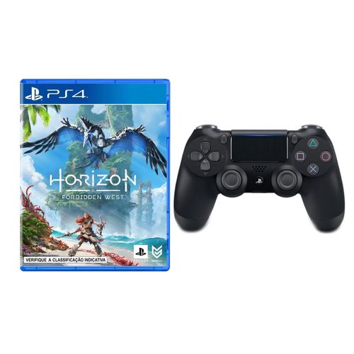 Kit PS4 - Controle DualShock Jet - Preto e Jogo Horizon Forbidden West - Sony