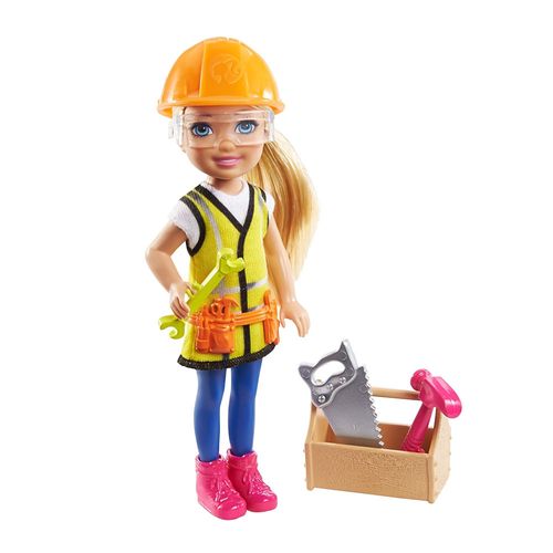 Boneca Articulada - Mundo de Chelsea - Profissões - Construção - Mattel
