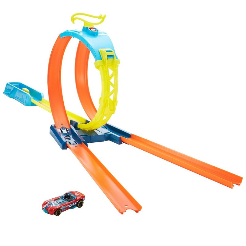 Pista de Percurso e Veículo - Hot Wheels - Track Builder - Looping Dividido  - Mattel