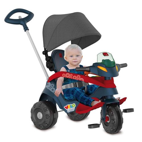 Mini Veículo Infantil com Capota - Triciclo - Bandeirante - Preto