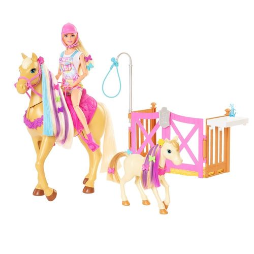 Boneca Barbie - Sisters & Pets - Barbie com Cavalo Penteados Divertidos - Mattel