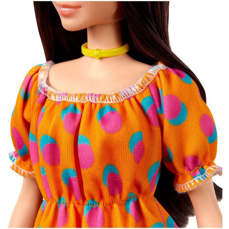 Boneca Barbie Fashionista 32cm Vestido Laranja Mattel - N/A