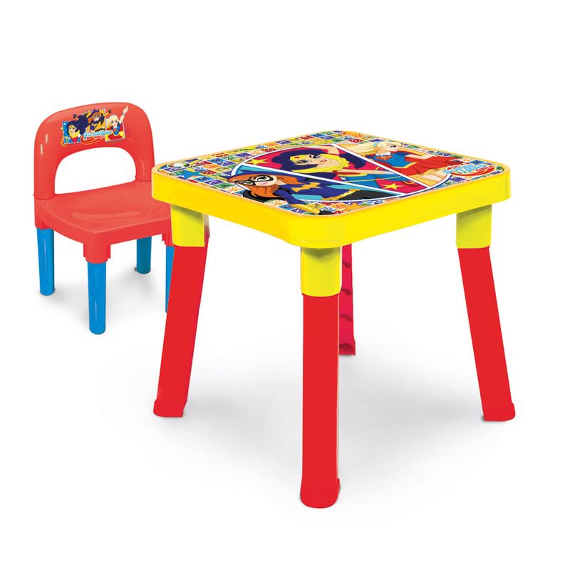 Mesa-com-Cadeira---DC-Super-Hero-Girls---Amarelo-e-Vermelho---Monte-Libano
