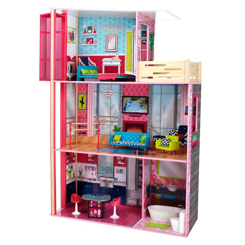 Mega-Playset---Casa-de-Bonecas-em-Madeira---Imaginarium---New-Toys