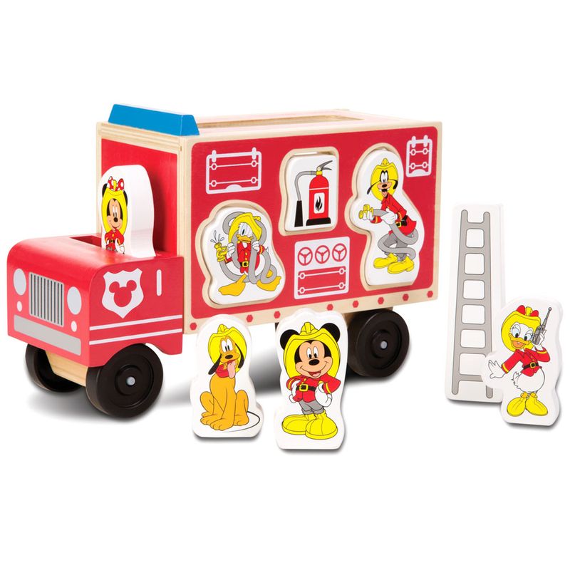 Caminhao-de-Bombeiros-de-Madeira-com-Figuras---Disney---Mickey-Mouse---New-Toys