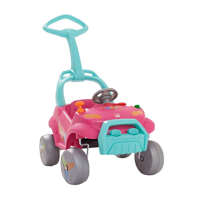 Carrinho-Smart-de-Passeio-com-Pedal-e-Andador---Rosa---Bandeirante-Frente
