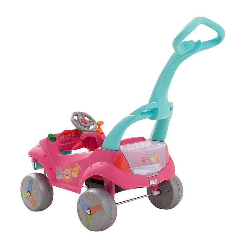 Carrinho-Smart-de-Passeio-com-Pedal-e-Andador---Rosa---Bandeirante-Detalhe-2