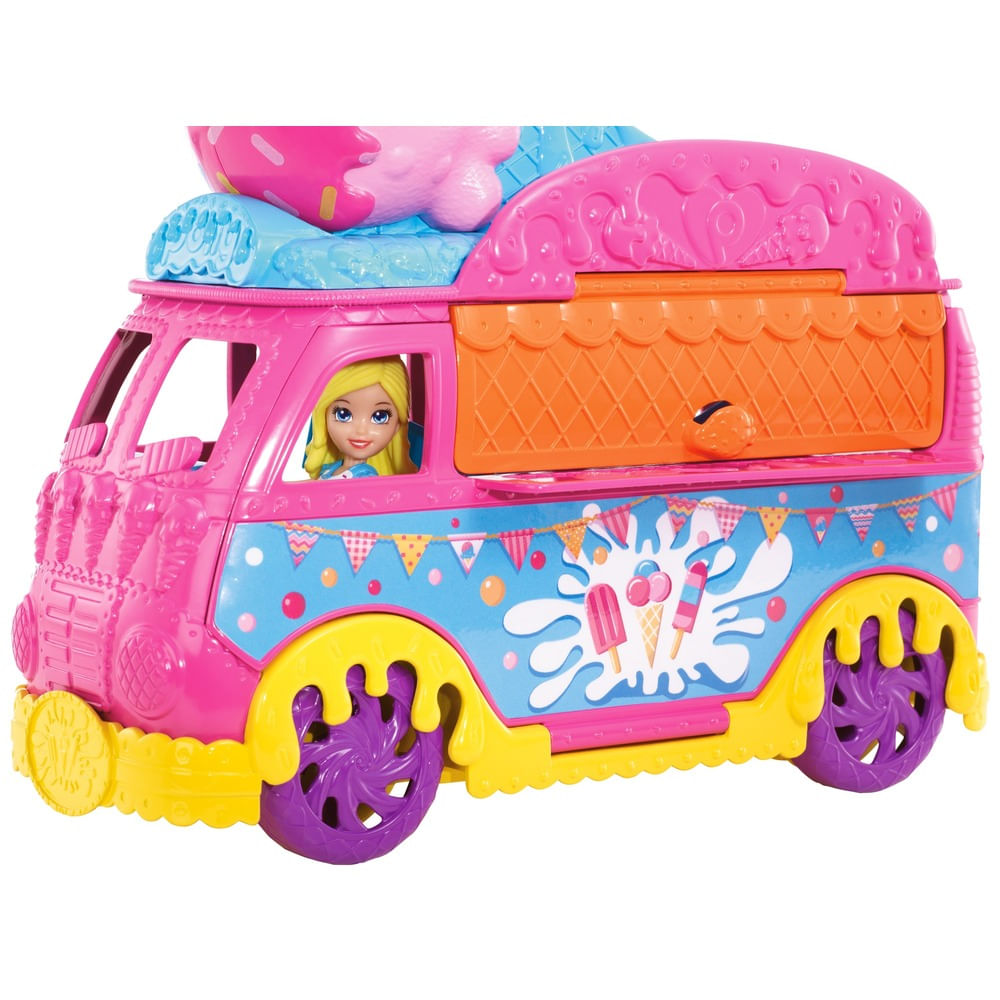 Mini Boneca - Polly Pocket - Polly com Carro de Carnaval - Carro
