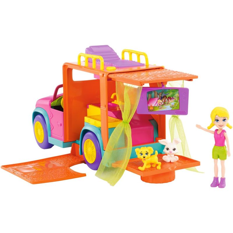 Mini-Boneca---Polly-Pocket---Polly-com-Veiculo---Carro-de-Acampamento---Mattel