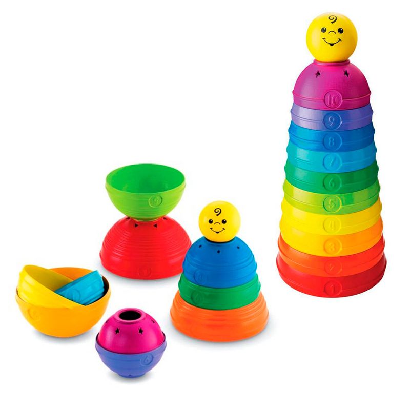Kit-com-2-Potinhos-Empilhar-e-Rolar---Brilliant-Basics---Fisher-Price