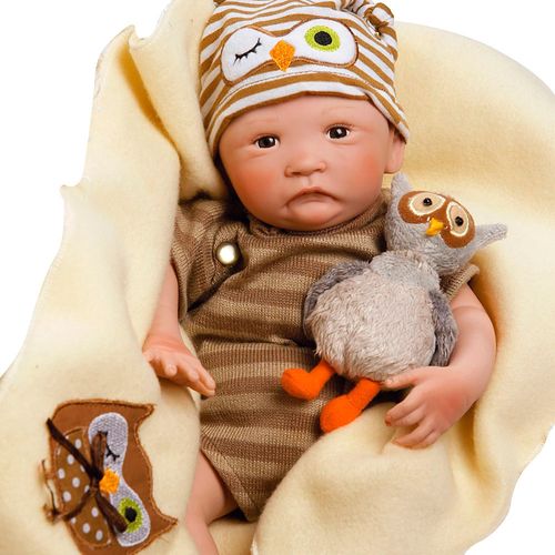 Boneca Bebê com Acessórios - Reborn - Pelúcia Hoot Hoot - Shiny Toys