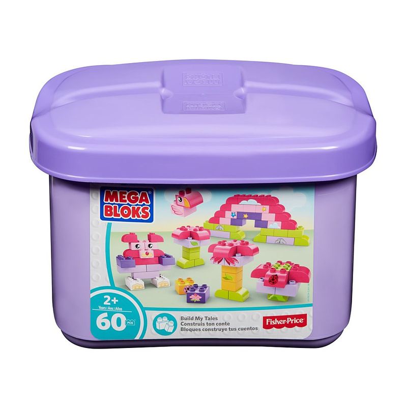 Blocos-de-Montar---Mega-Bloks---Balde-Rosa---60-Pecas---Fisher-Price