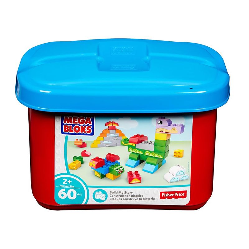 Blocos-de-Montar---Mega-Bloks---Balde-Vermelho---60-Pecas---Fisher-Price