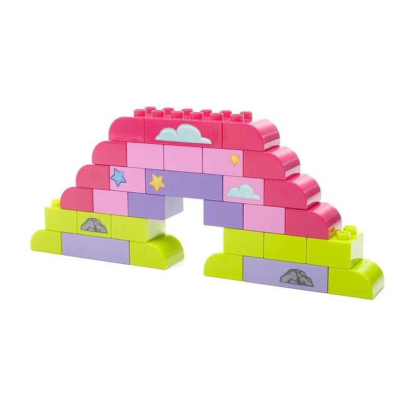 Blocos-de-Montar---Mega-Bloks---Balde-Rosa---60-Pecas---Fisher-Price