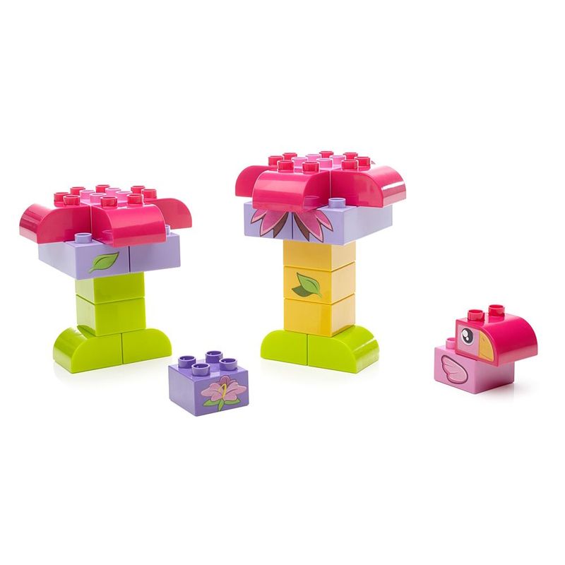 Blocos-de-Montar---Mega-Bloks---Balde-Rosa---60-Pecas---Fisher-Price