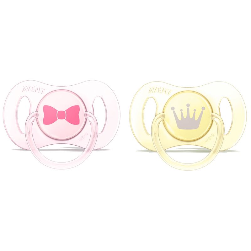 Mini-Chupetas-Para-Recem-Nascidos---0-a-2-Meses---Pack-com-2-Un---Rosa-e-Amarela---Philips-Avent