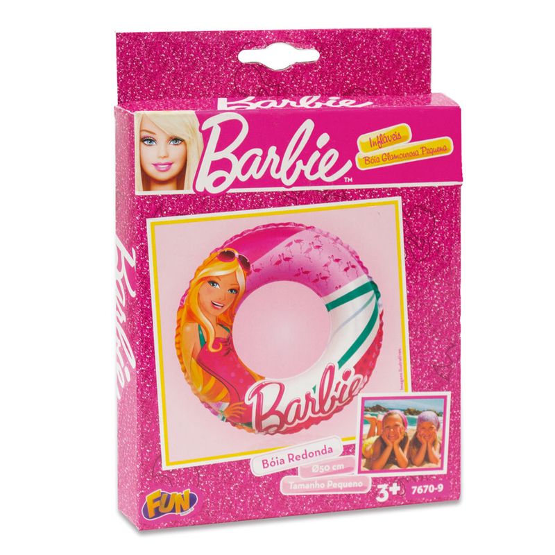 Acessorios-de-Praia-e-Piscina---Boia-Redonda-Pequena---50-Cm---Barbie-Glamurosa---Fun