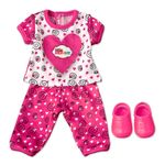 Conjuntinho-Rosa-e-Branco-com-Coracoes-para-Boneca-Little-Mommy---Blusa-Calca-e-Sapatilha---Laco-de-Fita