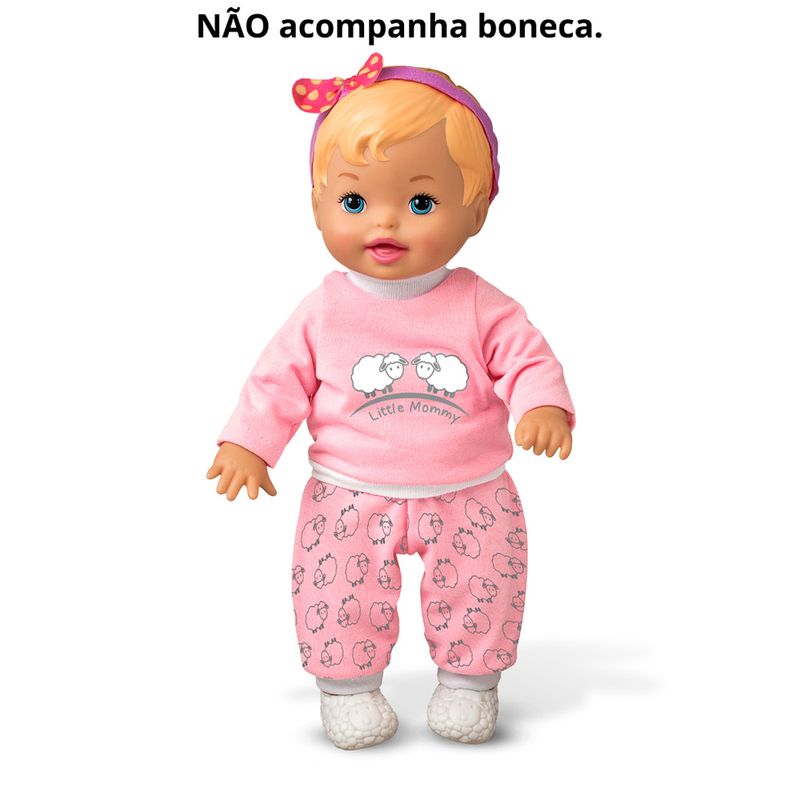 Pijaminha-Rosa-com-Carneirinhos-para-Boneca-Little-Mommy---Laco-de-Fita