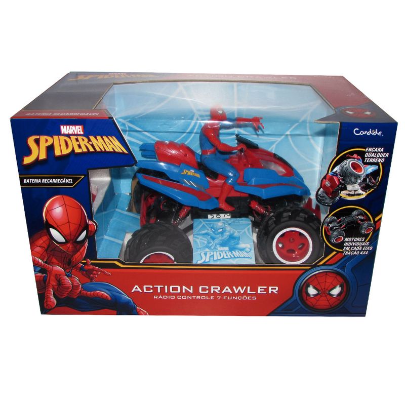 Veiculo-de-Controle-Remoto-e-Figura---Disney---Marvel---Spider-Man---Action-Crawler---Candide