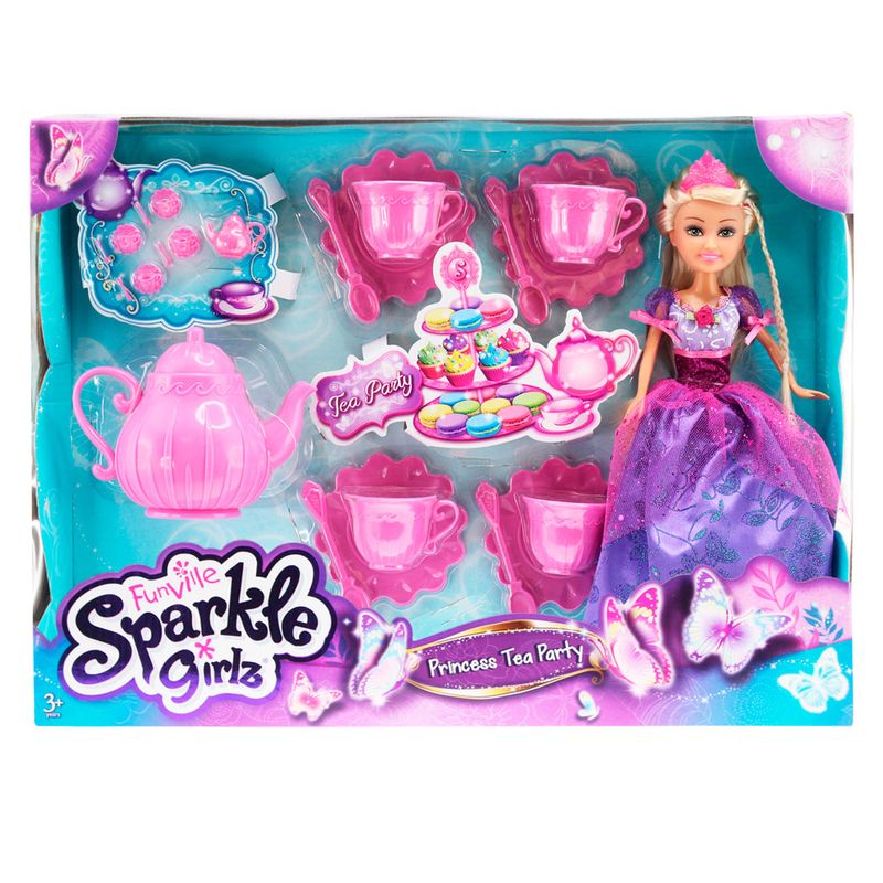 Boneca-Articulada-e-Acessorios---Funville-Sparkle-Girlz---Conjunto-de-Cha-e-Fada-Princesa---DTC