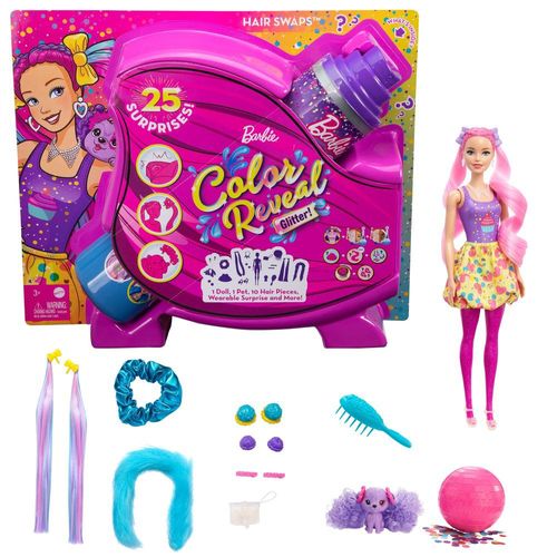 EXCLUSIVO - Boneca Barbie - Color Reveal - Penteados de Festa - Rosa - Mattel