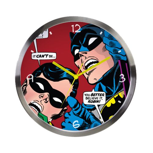 Relógio de Parede de Metal - DC Comics - Batman e Robin olhando para cima - Metrópole