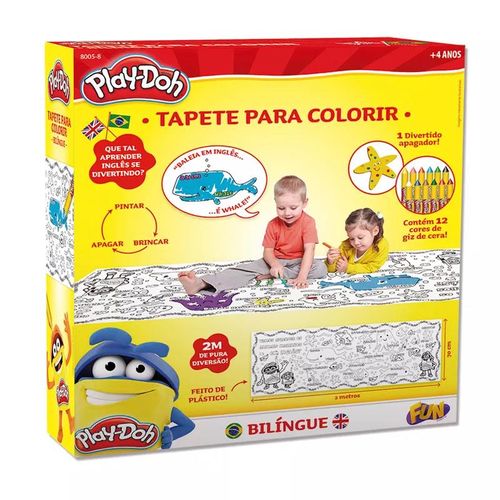 Tapete Bilíngue com Apagador para Colorir - Play-Doh - Fun
