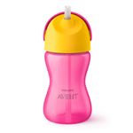 Copo-com-Canudo---Dinossauro-Rosa-e-Amarelo---300-Ml---Philips-Avent