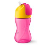 Copo-com-Canudo---Dinossauro-Rosa-e-Amarelo---300-Ml---Philips-Avent