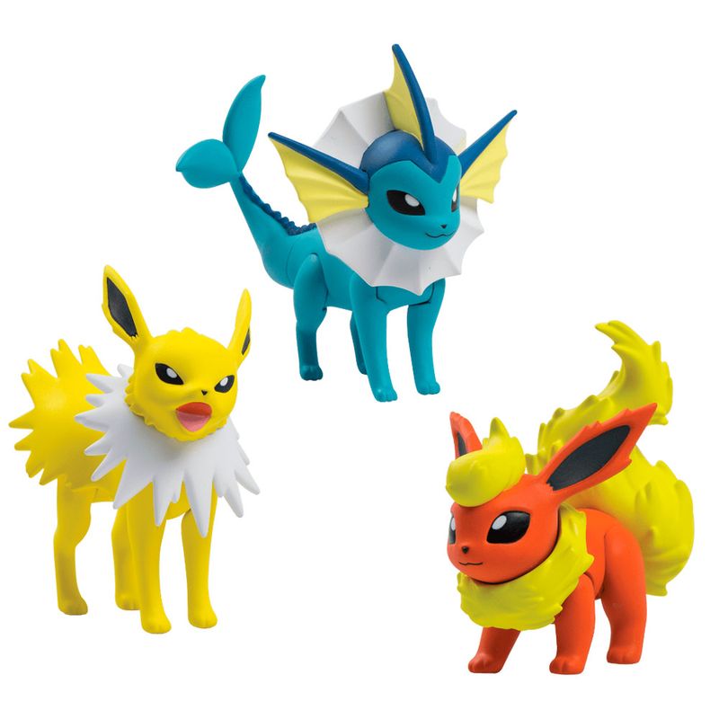 Conjunto-de-Figuras---Pokemon---Jolteon---Vaporeon---Flareon---Sunny