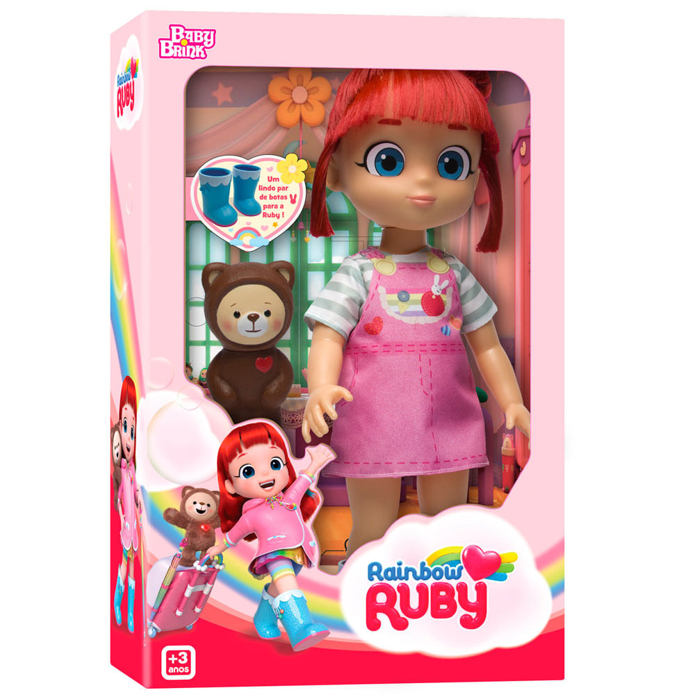 Brinquedo Boneca Grande Menina Rainbow Ruby Capa De Chuva