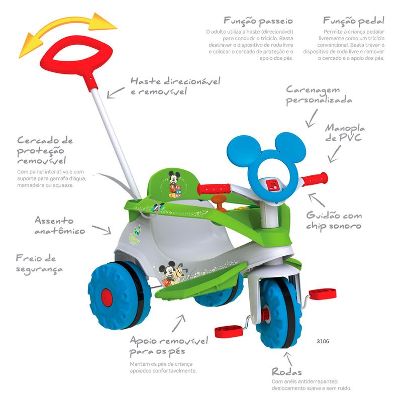 Triciclo-de-Passeio---Velobaby---Disney---Mickey-Mouse---Bandeirante