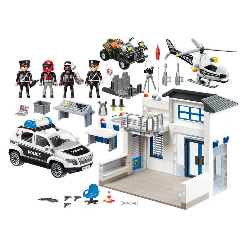Playmobil---Posto-Policial-com-Heliponto-Carro-de-Policia-e-Helicoptero---1760_Detalhe