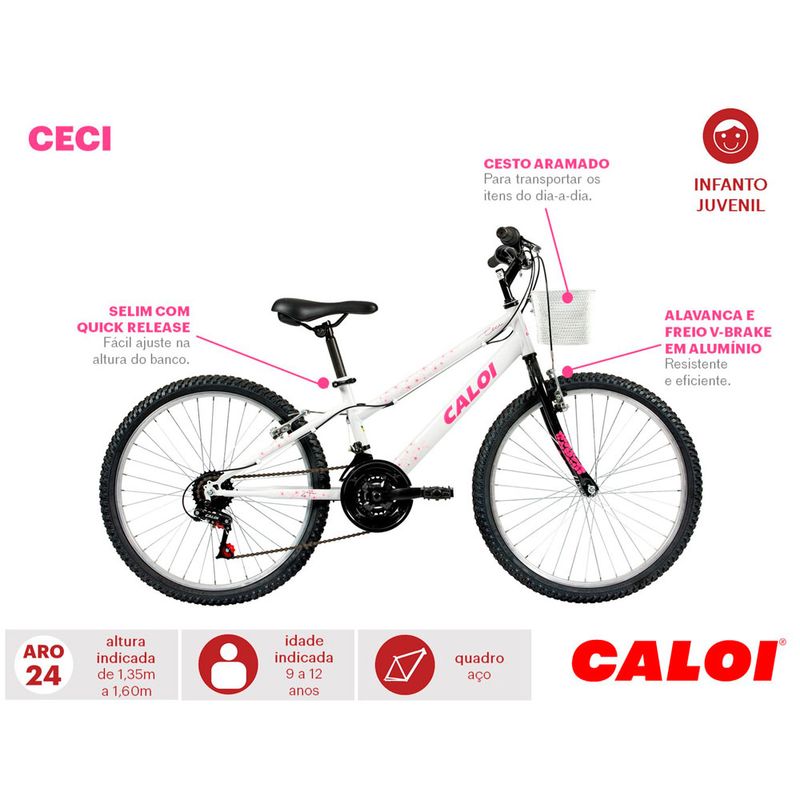 Bicicleta ARO 24 Ceci Branco Personalizado Caloi